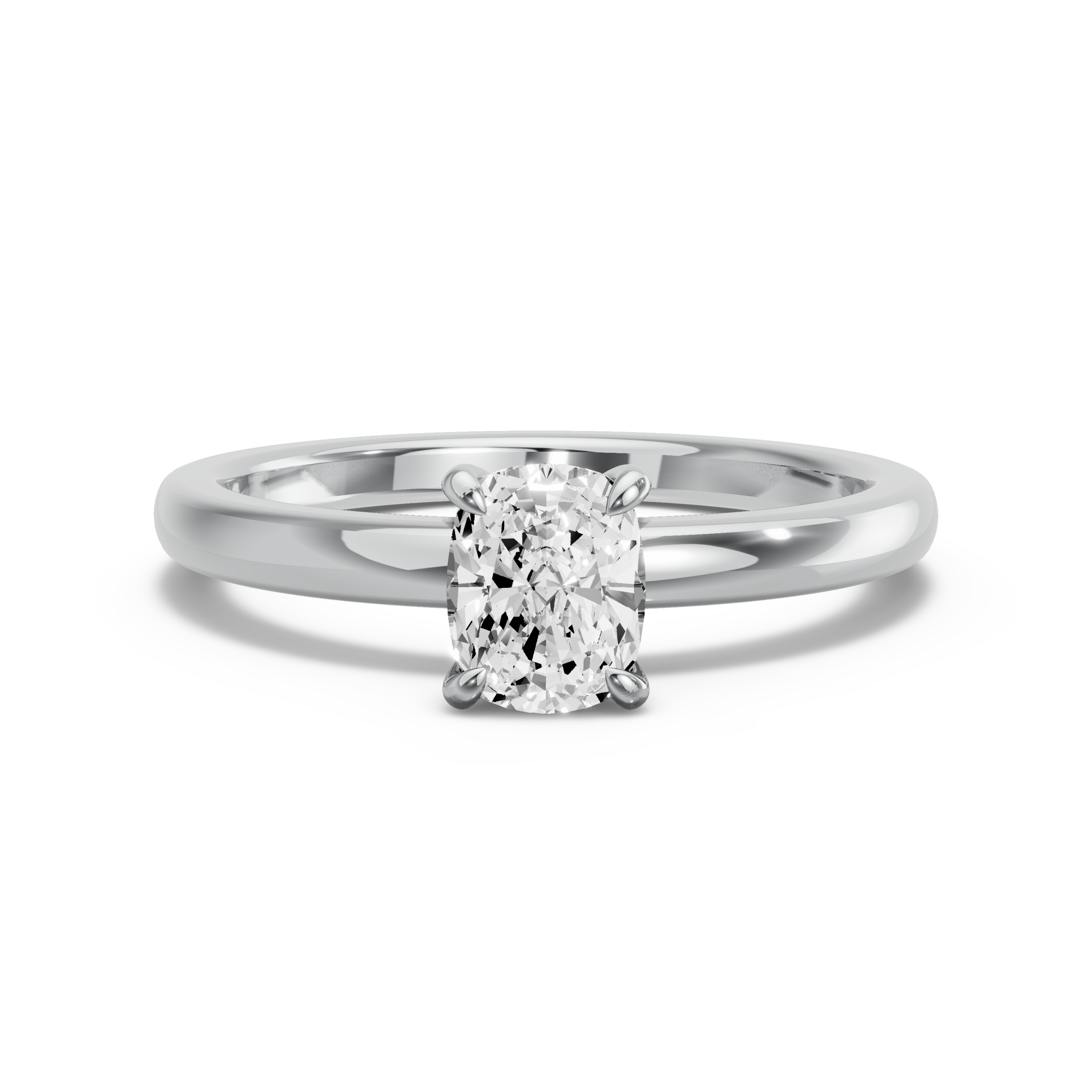 Image for Cushion Diamond Tulip Ring with Solitaire band in 18K White Gold