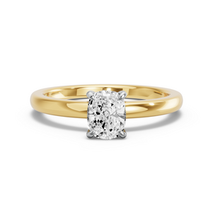 Image for Cushion Diamond Tulip Ring with Solitaire band in 10K Two Tone Yellow Gold