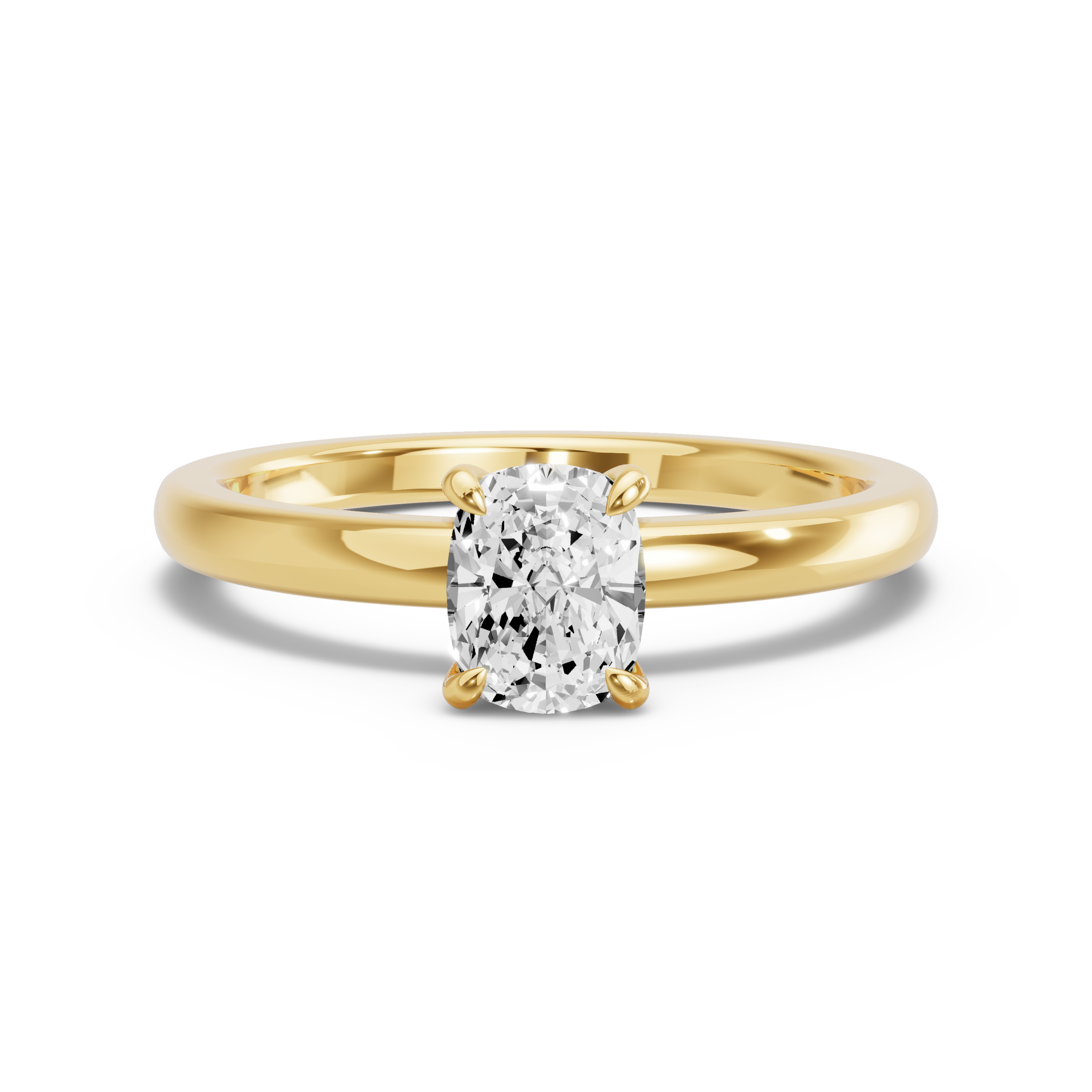 Image for Cushion Diamond Tulip Ring with Solitaire band in 10K Yellow Gold