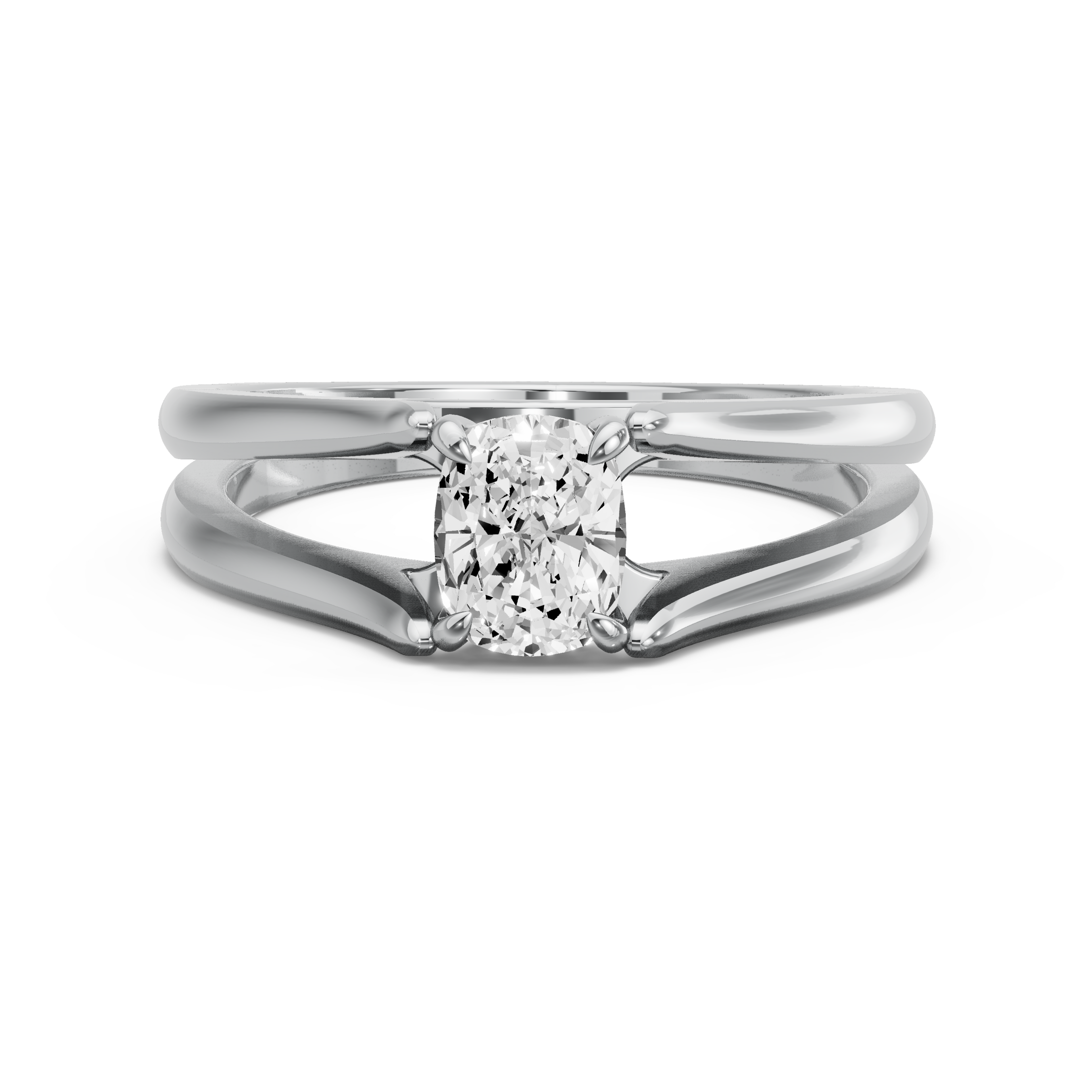 Image for Cushion Diamond Tulip Ring with Split Ring Solitaire band in 950 Platinum