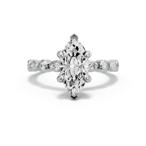 Image for Marquise Diamond Tulip Ring with Alternating Marquise band in 14K White Gold