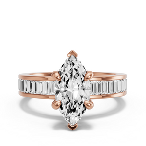 Image for Marquise Diamond Tulip Ring with Baguette Channel band