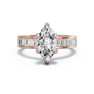 Image for Marquise Diamond Tulip Ring with Baguette Channel band