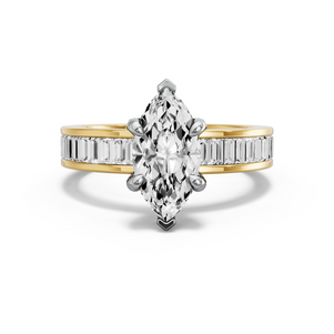 Image for Marquise Diamond Tulip Ring with Baguette Channel band