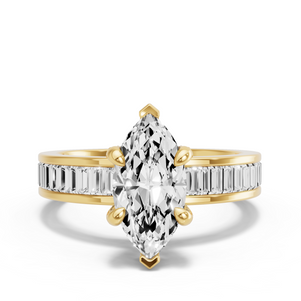 Image for Marquise Diamond Tulip Ring with Baguette Channel band