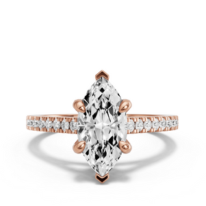 Image for Marquise Diamond Tulip Ring with Cathedral Pave band
