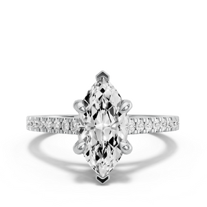 Image for Marquise Diamond Tulip Ring with Cathedral Pave band