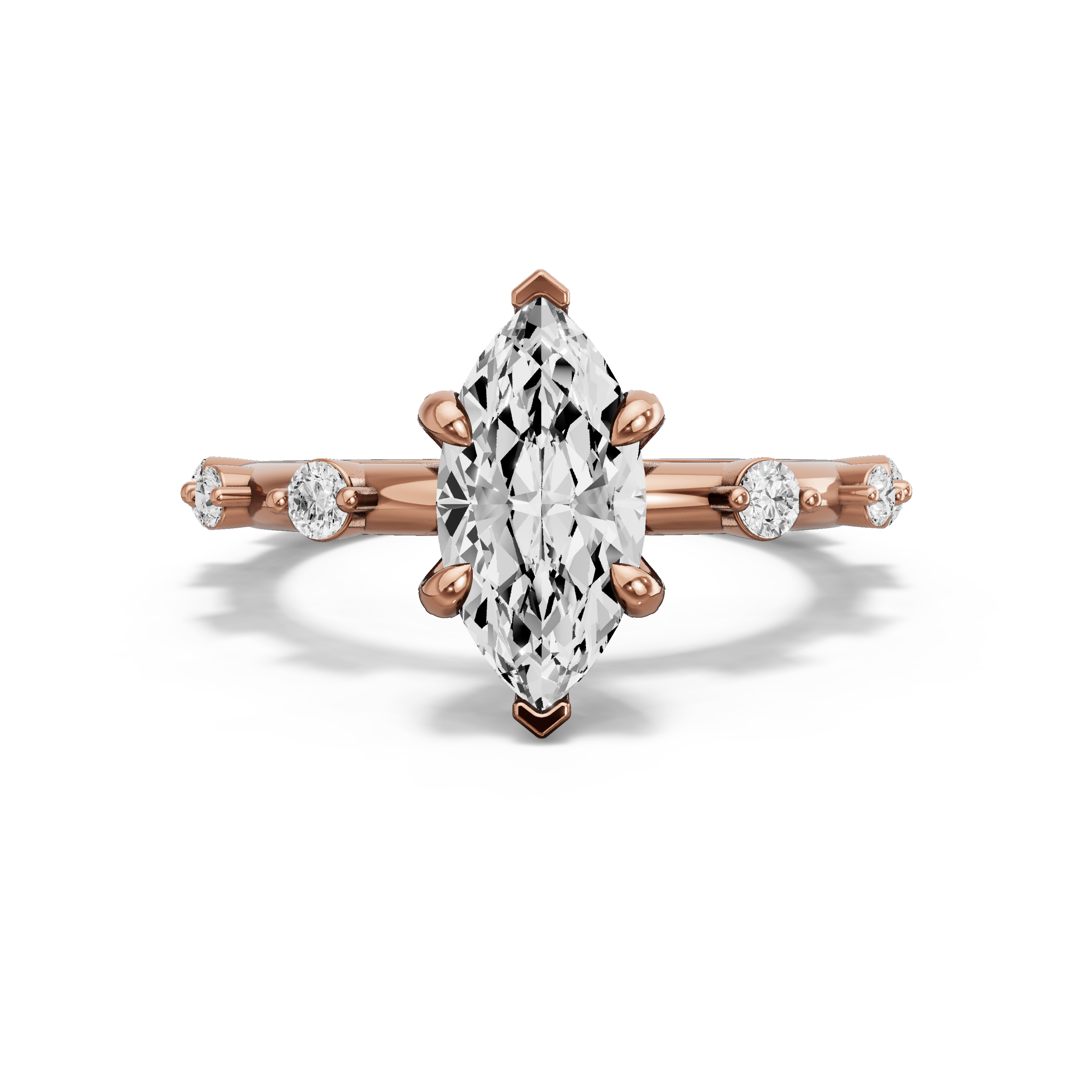 Image for Marquise Diamond Tulip Ring with Floating Station band in 14K Rose Gold