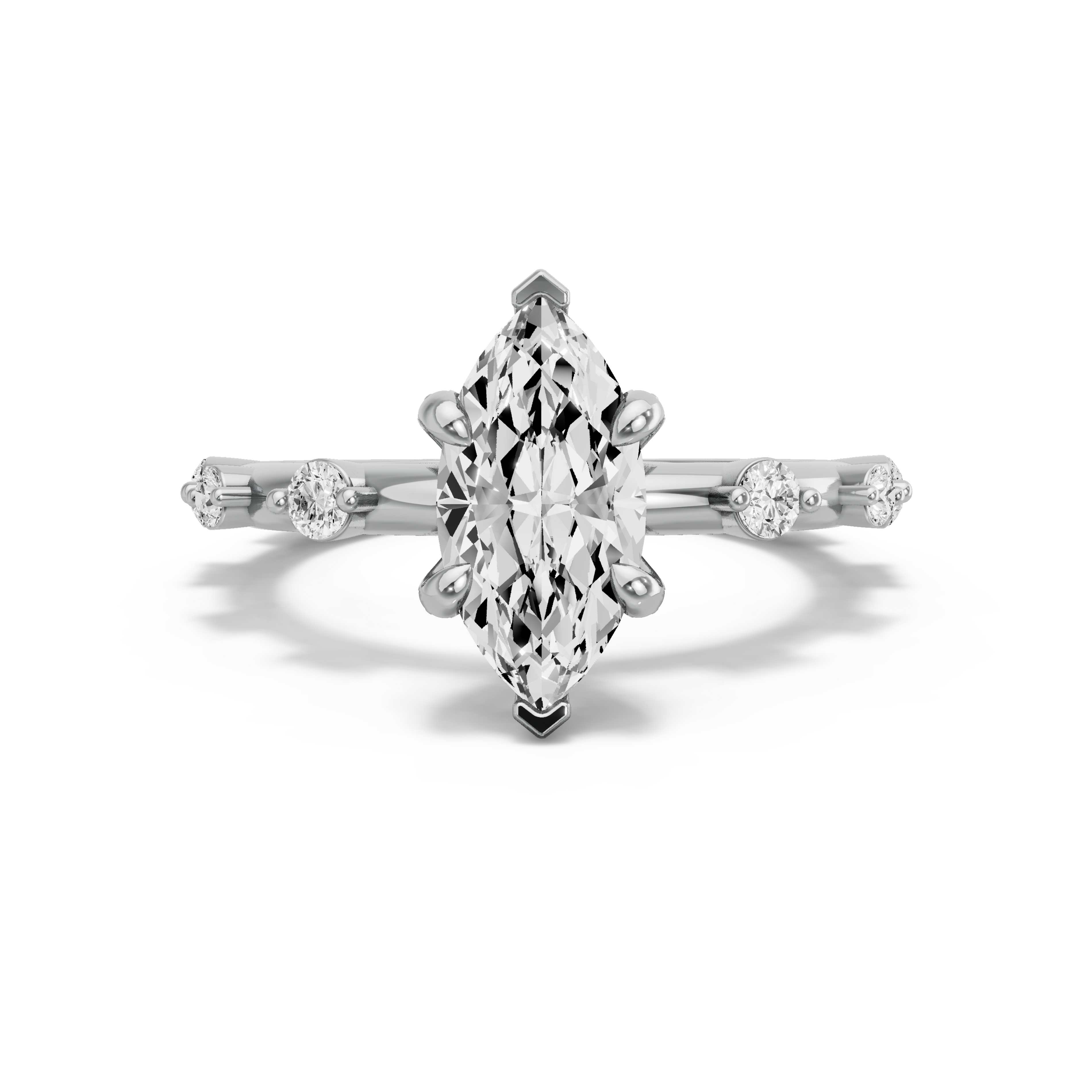 Image for Marquise Diamond Tulip Ring with Floating Station band in 10K White Gold