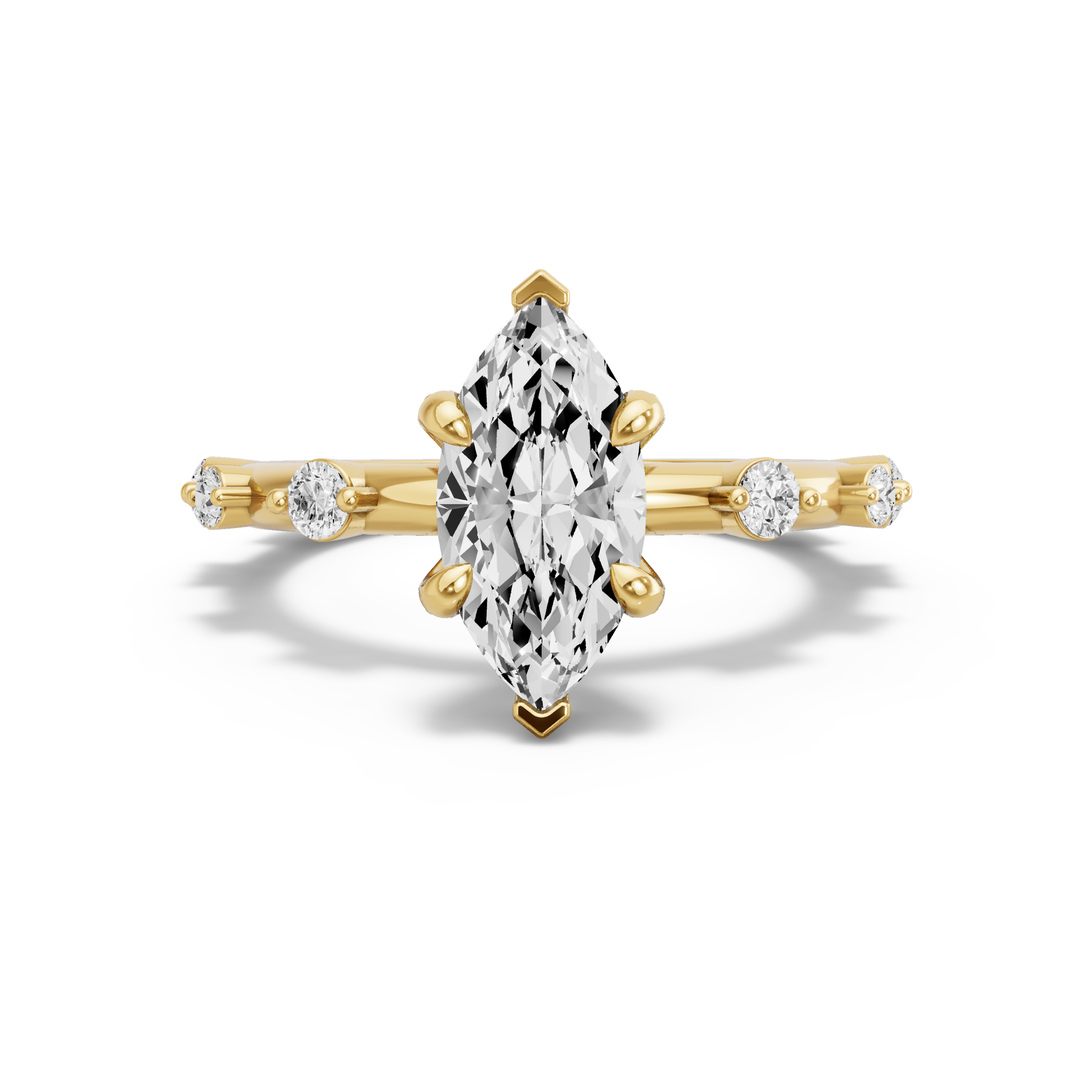 Image for Marquise Diamond Tulip Ring with Floating Station band in 14K Yellow Gold