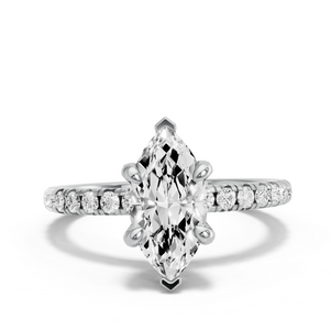 Image for Marquise Diamond Tulip Ring with French Pave band