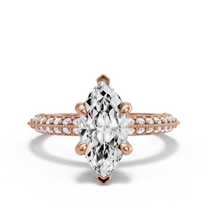 Image for Marquise Diamond Tulip Ring with Knife Edge Pave band
