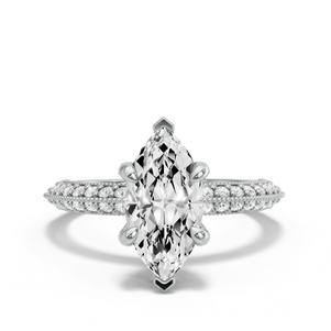 Image for Marquise Diamond Tulip Ring with Knife Edge Pave band
