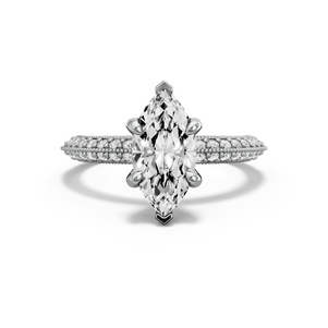 Image for Marquise Diamond Tulip Ring with Knife Edge Pave band in 18K White Gold