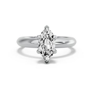 Image for Marquise Diamond Tulip Ring with Knife Edge Solitaire band in 18K White Gold