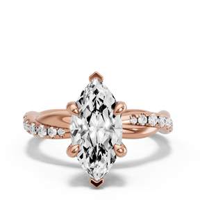 Image for Marquise Diamond Tulip Ring with Rope Pave band