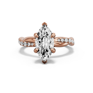 Image for Marquise Diamond Tulip Ring with Rope Pave band in 14K Rose Gold