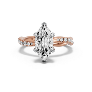 Image for Marquise Diamond Tulip Ring with Rope Pave band