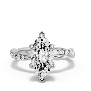Image for Marquise Diamond Tulip Ring with Rope Pave band