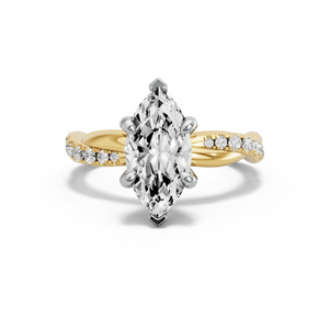 Image for Marquise Diamond Tulip Ring with Rope Pave band