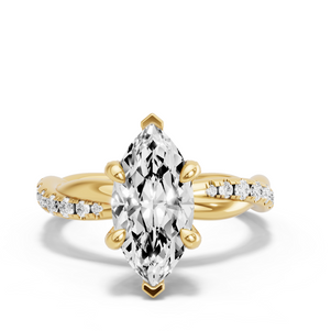 Image for Marquise Diamond Tulip Ring with Rope Pave band