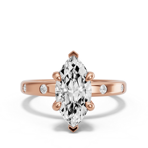 Image for Marquise Diamond Tulip Ring with Sleek Accent band