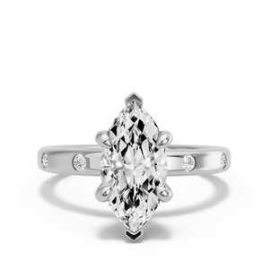 Image for Marquise Diamond Tulip Ring with Sleek Accent band