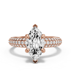 Image for Marquise Diamond Tulip Ring with Triple Row Pave band