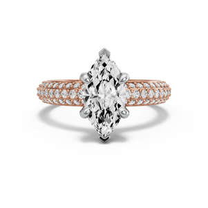 Image for Marquise Diamond Tulip Ring with Triple Row Pave band