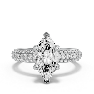 Image for Marquise Diamond Tulip Ring with Triple Row Pave band
