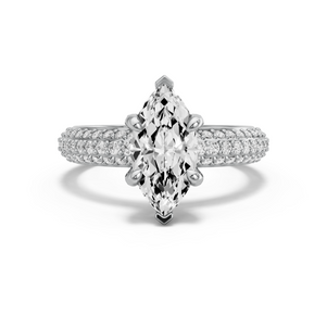 Image for Marquise Diamond Tulip Ring with Triple Row Pave band in 950 Platinum
