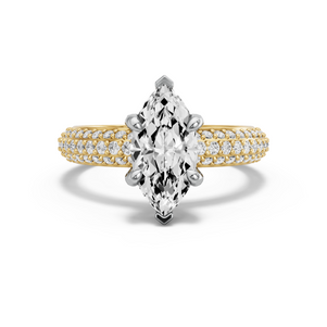Image for Marquise Diamond Tulip Ring with Triple Row Pave band