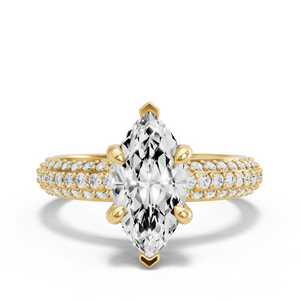 Image for Marquise Diamond Tulip Ring with Triple Row Pave band