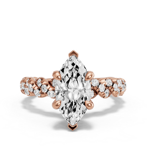 Image for Marquise Diamond Tulip Ring with Twist Pave band
