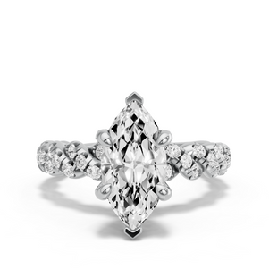 Image for Marquise Diamond Tulip Ring with Twist Pave band