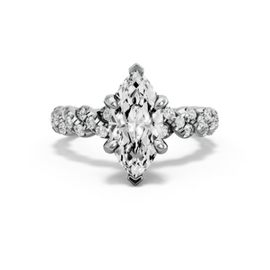 Image for Marquise Diamond Tulip Ring with Twist Pave band in 18K White Gold