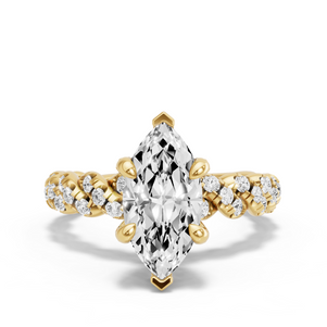Image for Marquise Diamond Tulip Ring with Twist Pave band