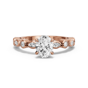 Image for Oval Diamond Tulip Ring with Alternating Marquise band