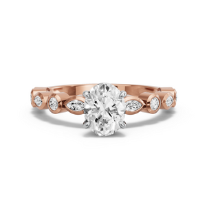 Image for Oval Diamond Tulip Ring with Alternating Marquise band