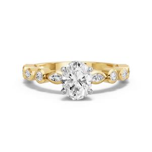 Image for Oval Diamond Tulip Ring with Alternating Marquise band