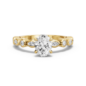 Image for Oval Diamond Tulip Ring with Alternating Marquise band