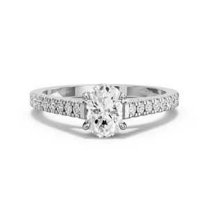 Image for Oval Diamond Tulip Ring with Cathedral Pave band