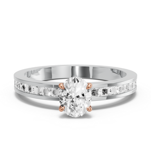 Image for Oval Diamond Tulip Ring with Channel band