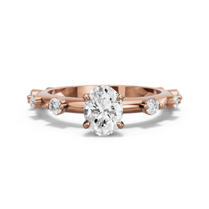 Image for Oval Diamond Tulip Ring with Floating Station band