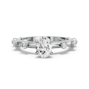 Image for Oval Diamond Tulip Ring with Floating Station band