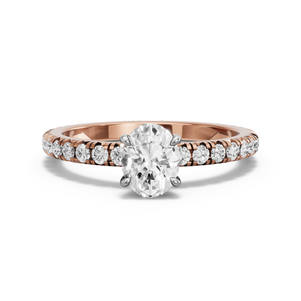 Image for Oval Diamond Tulip Ring with French Pave band