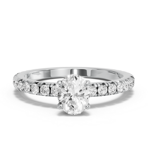 Image for Oval Diamond Tulip Ring with French Pave band