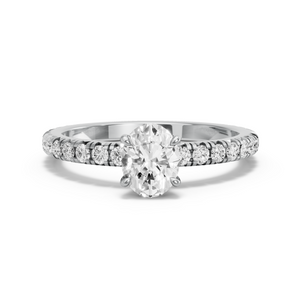 Image for Oval Diamond Tulip Ring with French Pave band