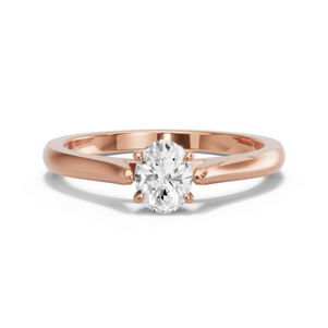 Image for Oval Diamond Tulip Ring with Knife Edge Cathedral band