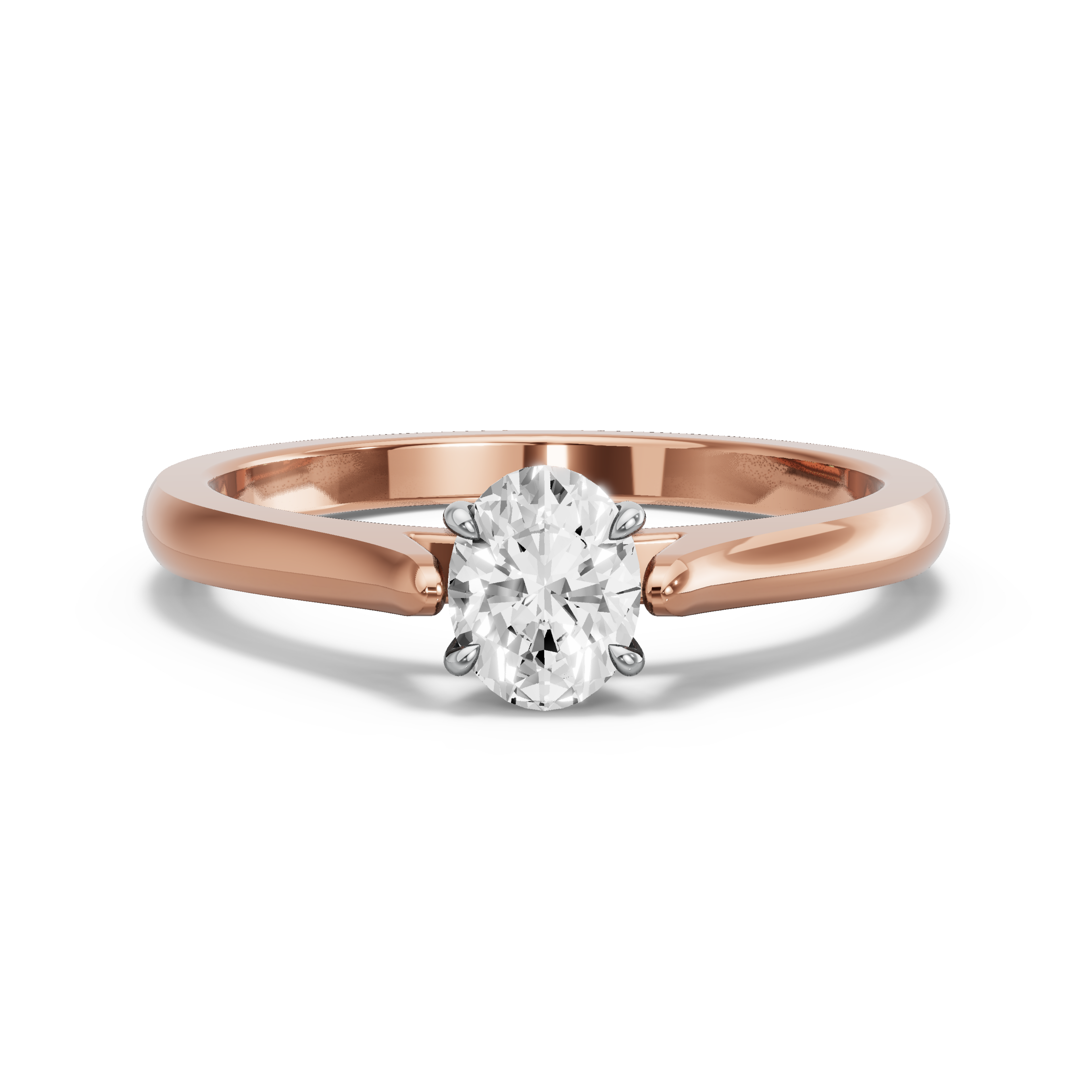 Image for Oval Diamond Tulip Ring with Knife Edge Cathedral band in 14K Two Tone Rose Gold